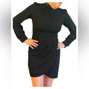 ZARA Black Ruched Asymmetrical Mini Dress Women’s Small